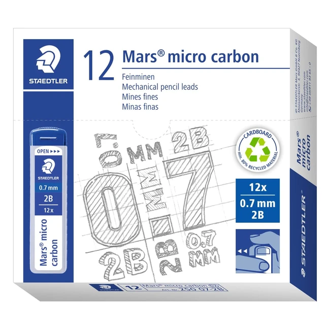 Staedtler 250 072B - Mina Sottile Micro 07 mm 2B - 12 Pezzi