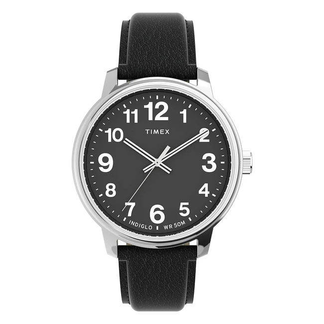 Timex Easy Reader Men's 43mm Leather Strap Watch - Classic Design, TW2V21400