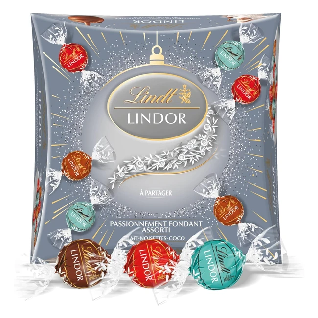 Boîte de partage Lindor édition argent - Chocolats au lait noisette et coco - Idéal pour Noël