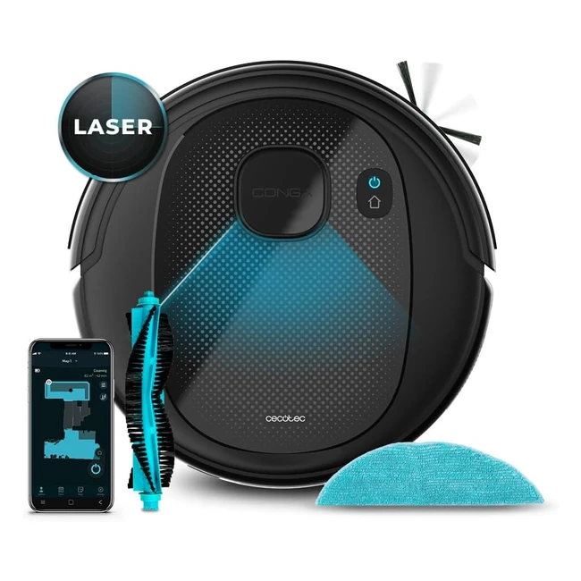 Robot Aspirador Conga 7490 - Potencia de succión 3000 Pa - Autonomía 110 min - Control App - Mopa de fregado