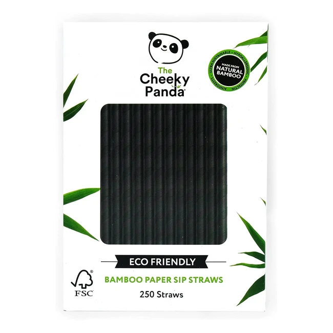 Pajitas de papel negro de bambú The Cheeky Panda - Paquete de 250 pajitas