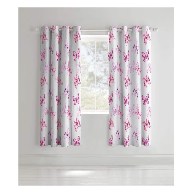 Catherine Lansfield Butterfly Curtains - Pink, 66x72 inch, Pack of 2