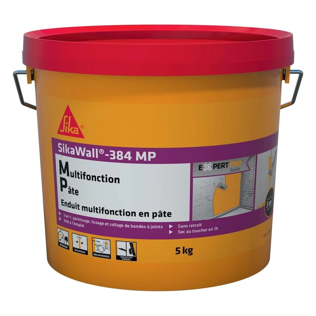 Enduit multifonction Sikawall384 MP blanc 5kg - Prêt à l'emploi pour garnissage, lissage, collage de bande, joints