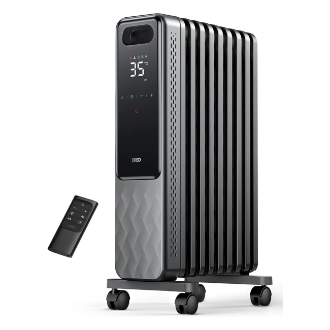 Radiateur bain d'huile Dreo 2000W - Chauffage électrique mobile avec thermostat, protection antibasculement et anti-surchauffe - Chauffage d'appoint portable