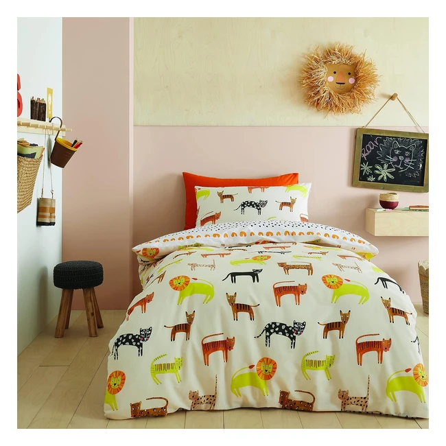 Khari Animals Cotton Single Duvet Cover Set - Cream