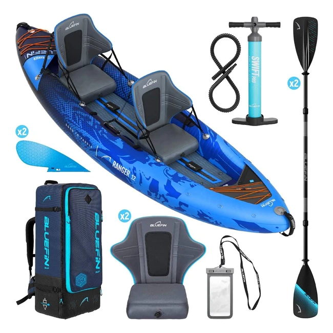 Bluefin Inflatable Kayak 2 Person  Ranger  Max Weight 195kg  Waterproof Stora