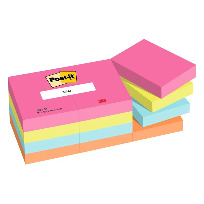 Poptimistic Color Collection Pack - 12 Pads, 100 Sheets per Pad - Post-it Notes