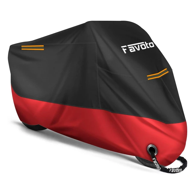 Favoto Improved Version Motorcycle Cover 210D Waterproof Outdoor - BlackRed
