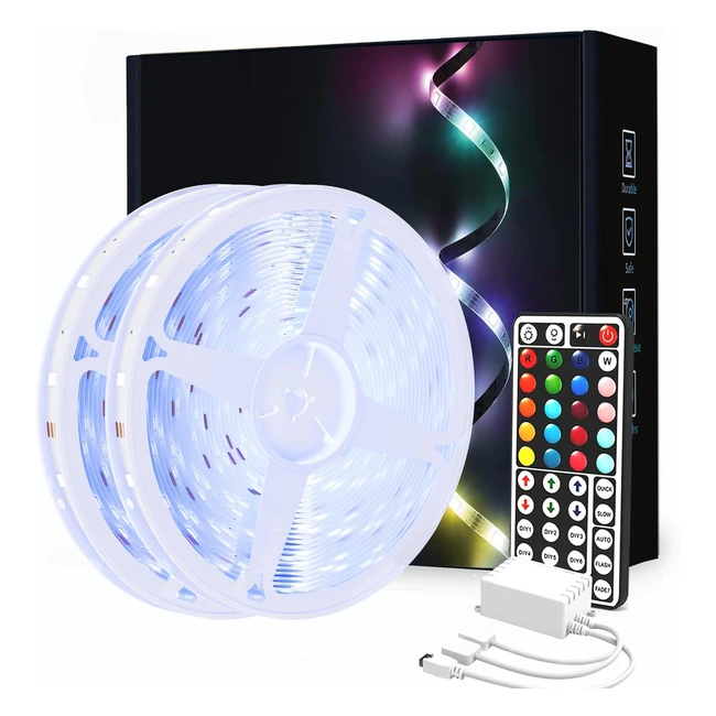 Phopollo LED Lights for Bedroom - 15m Flexible 12V 5050 RGB Color Changing LED Lights