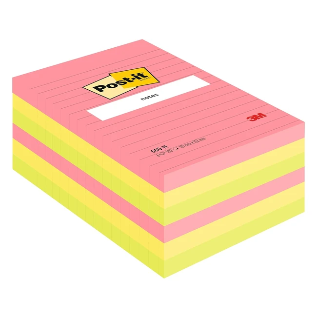 Post-it Notes Grands Formats Couleurs Non Assorties Lignes 101 mm x 152 mm 100 F