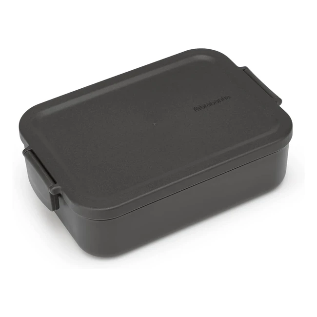 Brabantia Make & Take Lunch Box - Medium Volume 11L - BPA Free - Lid with Clips - Dark Grey