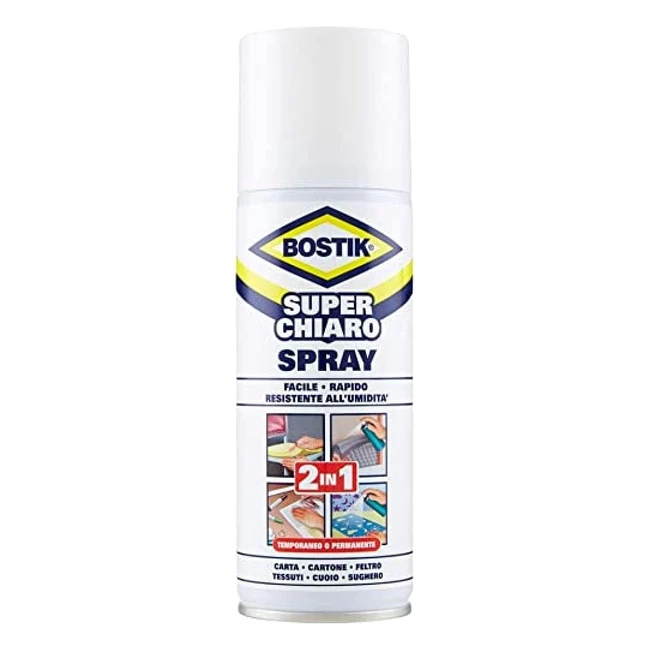 Colla a contatto spray trasparente Bostik 244395 - Tenace, veloce e resistente all'umidità