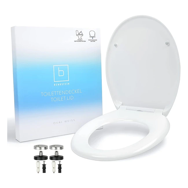 Benkstein Premium Toilet Seat Soft Close Ureaformaldehyde Antibacterial White Ov