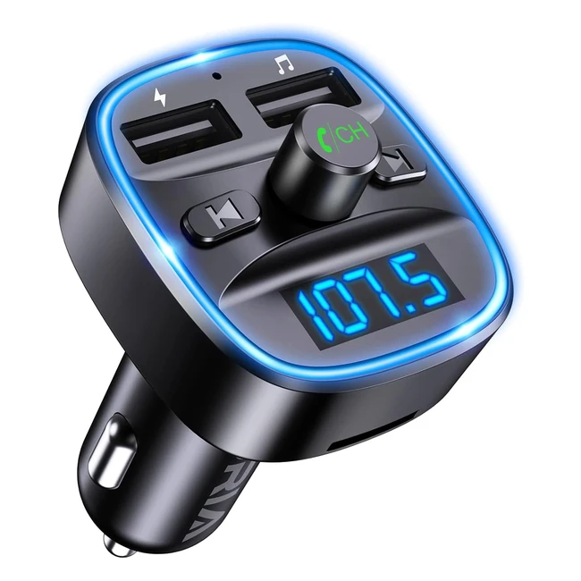 ORIA Bluetooth 53 FM Transmitter for Car - Upgraded Wireless In-Car Radio Adapte