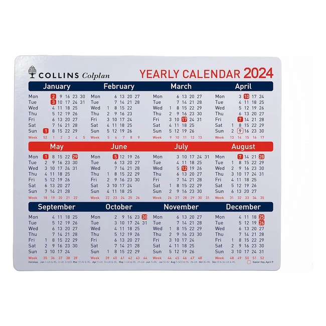 Collins Colplan 2024 Yearly Desk Calendar 210x260mm CDS124 - Double Sided Refer