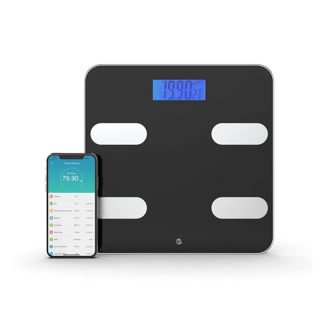 Bascula de Baño Inteligente Wottocare - Control Preciso de Peso y Grasa Corporal - 18 Mediciones Esenciales - Hasta 8 Usuarios - Sincronización con Google Fit y Apple Health