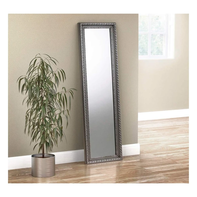 Julian Bowen Allegro Wall Mirror Pewter - Space Saving Narrow Dress Mirror