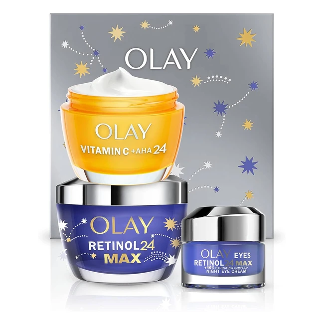 Olay Moisturiser Gift Box - Vitamin C, AHA, Retinol - Firm, Smooth, Glowing Skin