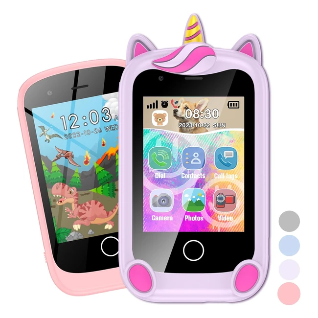 Téléphone Portable Enfant Smartphone Jouet d'Apprentissage - Contrôle Parental - Carte SD 8Go - Rose
