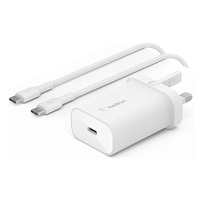 Belkin BoostCharge 25W Wall Charger with PPS USB-C Power Delivery - Fast Phone Charger for iPhone, Samsung Galaxy, iPad - USB Charger Plug with USB-C to USB-C Cable