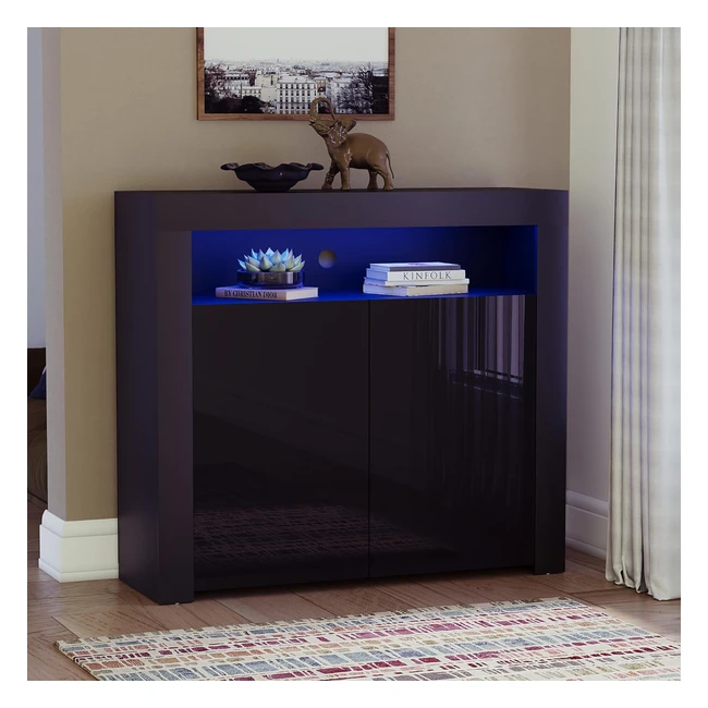 Modern LED Sideboard in Black  Vida Designs Nova  RGB Lights  High Gloss