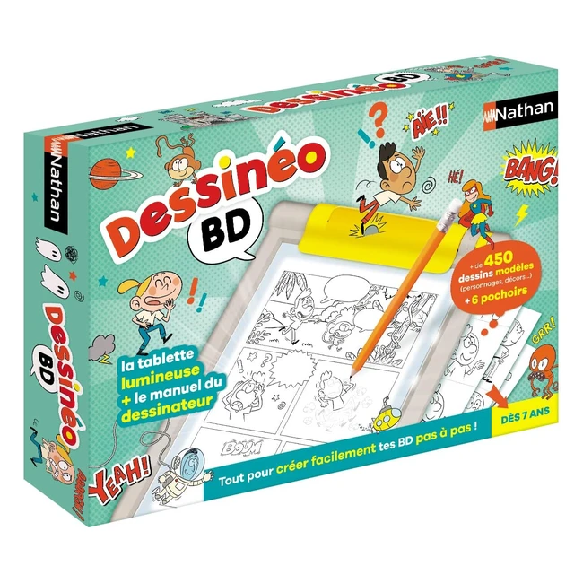 Nathan Dessineo BD - Atelier de dessin - Jeu d'apprentissage - Tablette lumineuse - Réalise tes premières BD avec Dessineo BD