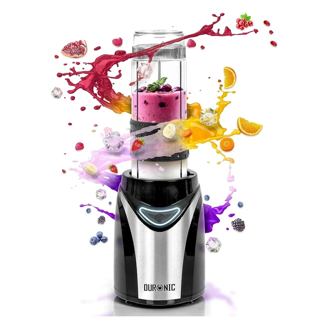 Duronic BL530 Personal Sports Blender Smoothie Maker Mini Gym Protein Shaker Mixer - Quick Blend with 570ml Bottle - Black