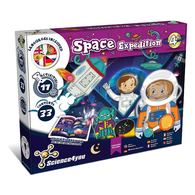 Science4You - Aventure de l'espace pour enfants 4 ans - Loisir créatif avec 17 expériences scientifiques - Maquette système solaire mobile - Jeux pour enfants 4-9 ans