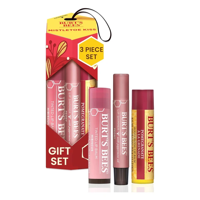 Burts Bees Moisturising Lip Balm Set - Mistletoe Kiss - Gift Box Included