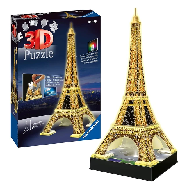 Ravensburger Eiffel Tower 3D Puzzle - Night Edition with LED Lighting - 216 Piec