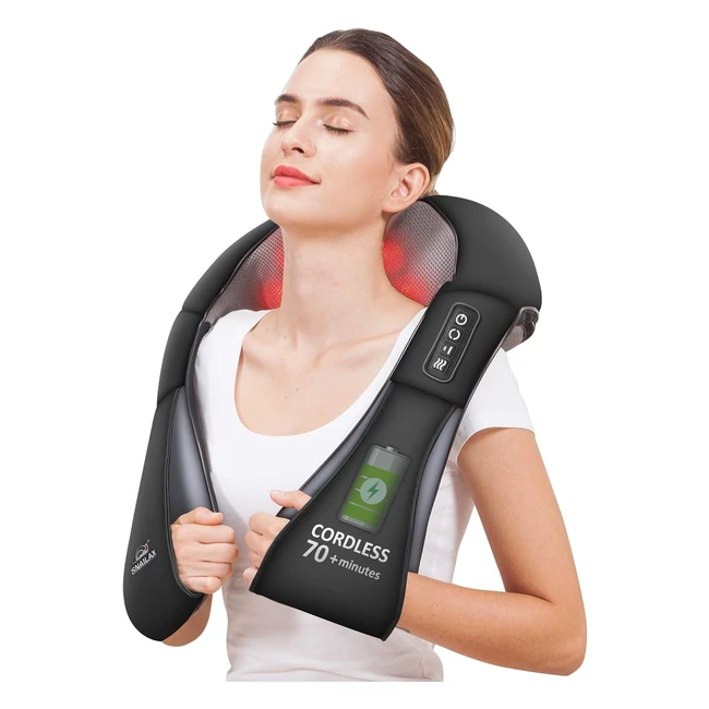 Snailax kabelloser Massager Shiatsu Nackenmassager mit Wärmefunktion 4D-Rotationsmuskelentspannung für Nacken Schulter Rücken Geschenke für MännerFrauenMamaPapa
