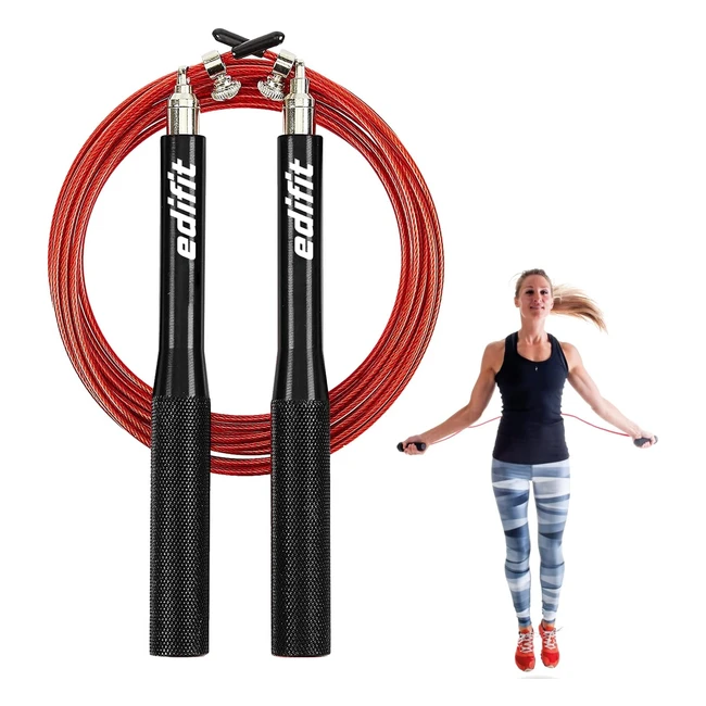 Cuerda de Saltar Edifit Crossfit - 3m - Mango 165mm - Regulable - Hombre y Mujer