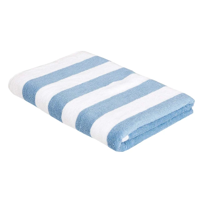 Amazon Basics Cabana Stripe Beach Towel - Sky Blue 1524 cm x 762 cm - Soft Abs