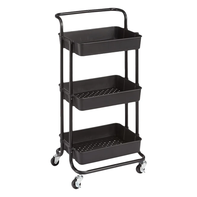 Carro multiuso Amazon Basics, 3 niveles, negro - ¡Organiza y transporta fácilmente!