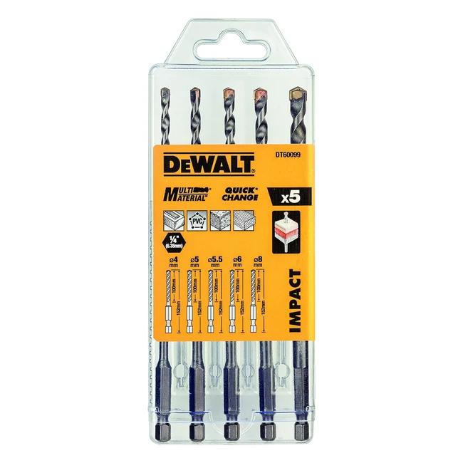 Set 5 Punte Multimateriale Dewalt DT60099QZ - Misure 4 5 55 6 8mm