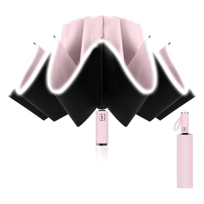 Paraguas Plegable Automático Invertido Antiviento 12 Varillas - Hombre Mujer - 105cm