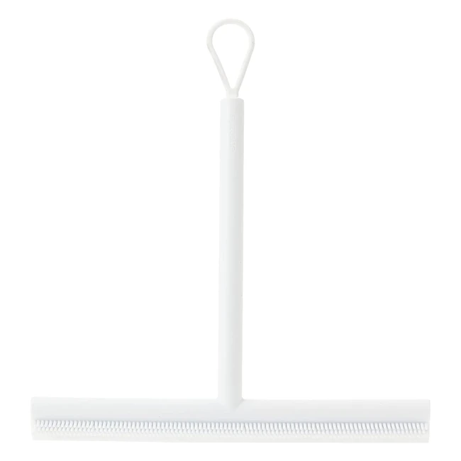 Brabantia Silicone Shower Squeegee with Hook - White, Anti-Streak Cleaning, Doublesided Brush, Rim Design