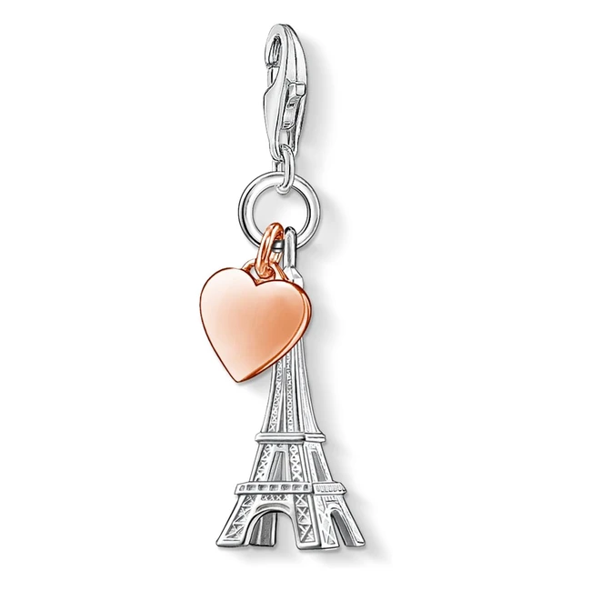 Thomas Sabo Eiffel Tower Heart Charm Pendant - 925 Sterling Silver