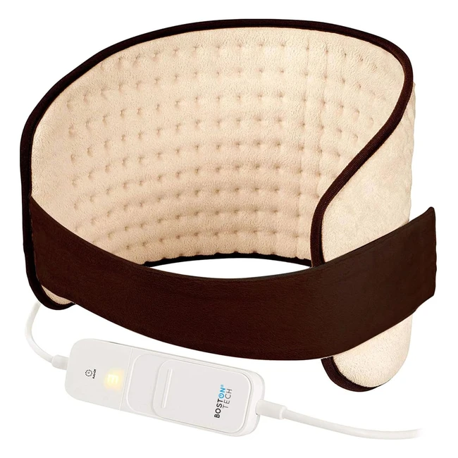 Almohadilla Eléctrica WE116 Boston Tech - Superficie Suave Microfibra - Calentamiento Rápido - Alivio del Dolor - 3 Niveles Temperatura - Display Iluminado - Cinturón con Velcro - Lavable a Máquina