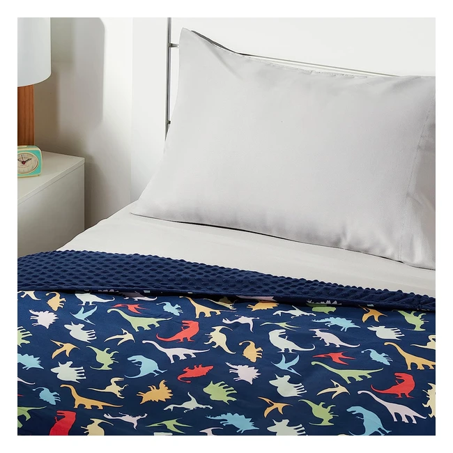 Amazon Basics Kinder Gewichtsdecke aus Baumwolle und Mikroplüschbezug 22 kg 914 x 121 cm Blau Dinosaurier