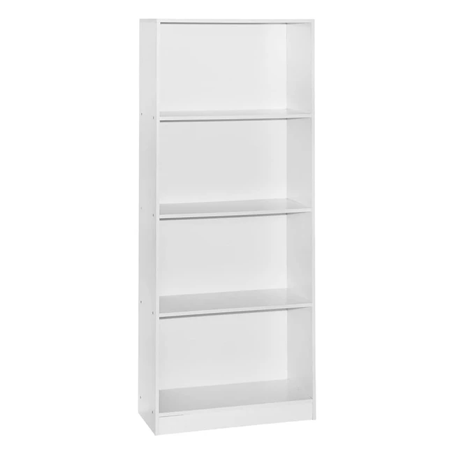 Cambridge 4 Tier Large Bookcase - White Wooden Shelving - Sturdy & Stylish - H 140 x W 60 x D 24 cm