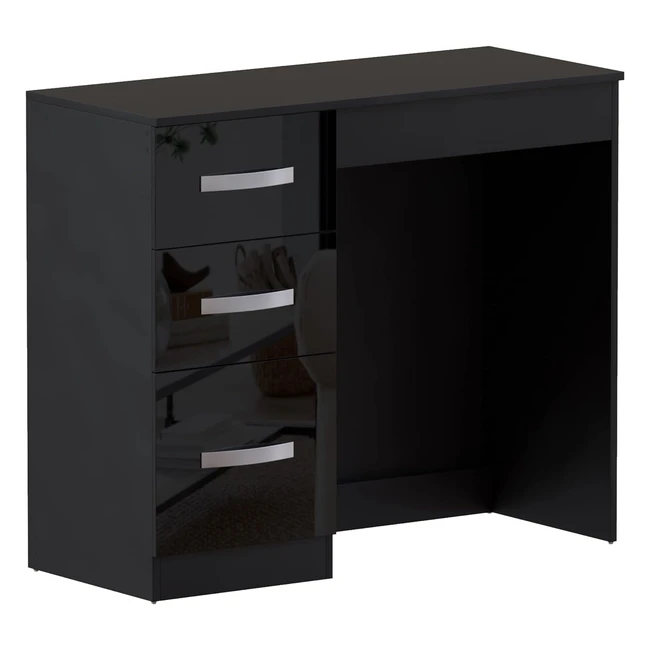 Hulio High Gloss 3 Drawer Dressing Table - Black | Vida Designs | Ref: 79x93x38 | Ample Storage, Sleek Finish, Sturdy Construction