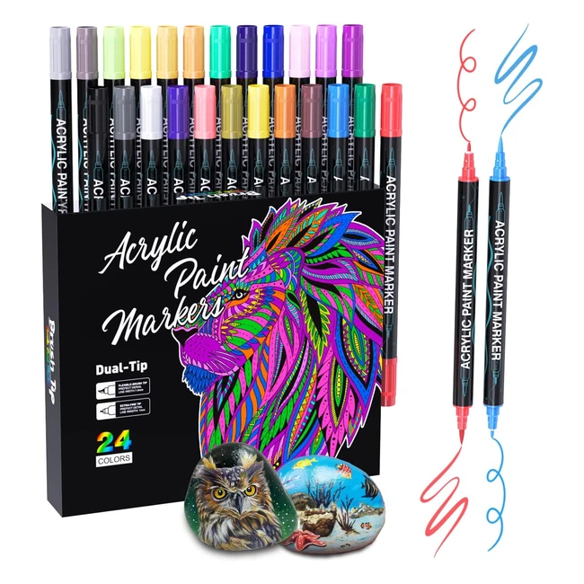 Rotuladores Acrlicos Sonlaryin 24 Colores - Doble Punta Fina y Pincel