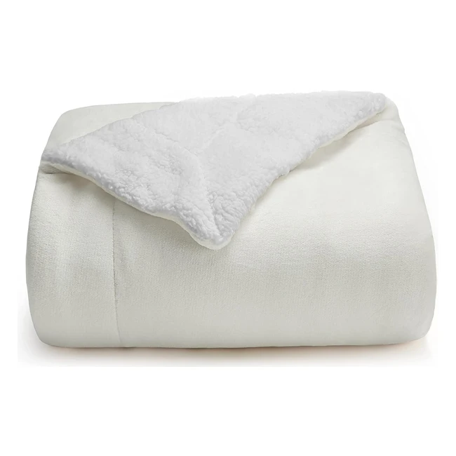 Manta Sherpa Franela Reversible 180cm - Caliente y Transpirable - Crema
