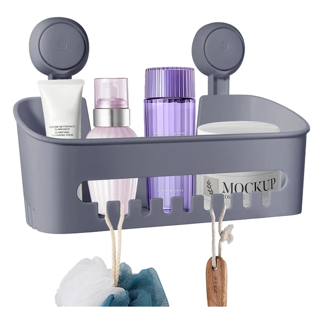 Uten Shower Caddy Drillfree  Vacuum Suction Cup  Removable Storage Basket  Gr