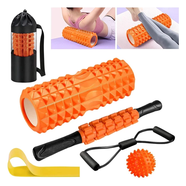 Rodillo Masaje Muscular Qveetry 6en1 - Rodillos de Espuma con Palos de Masaje - Bolas de Masaje - Foam Roller para Rodillos de Masaje de Tejido Profundo