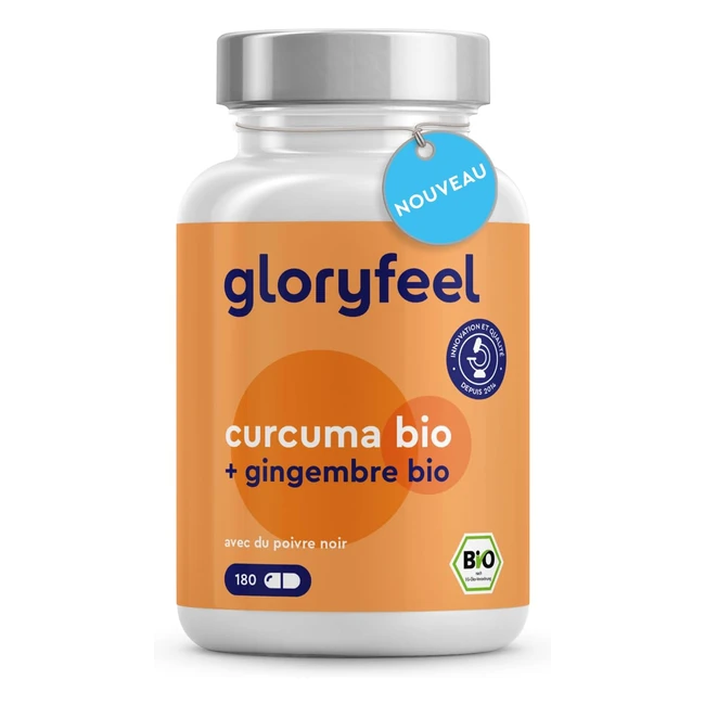 Curcuma Bio avec Gingembre et Poivre Noir - 3300 mg par dose - Origine Indienne - 100% Végane