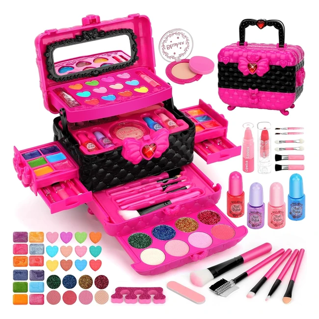 Flybay Maquillage Enfant Jouet Fille - Coffret Lavable 54 Pièces - Cadeau de Noël Anniversaire