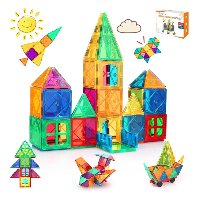 Leagoera Magnetic Building Blocks - STEM Toy Set - 50pcs - Age 3-7 - Christmas B