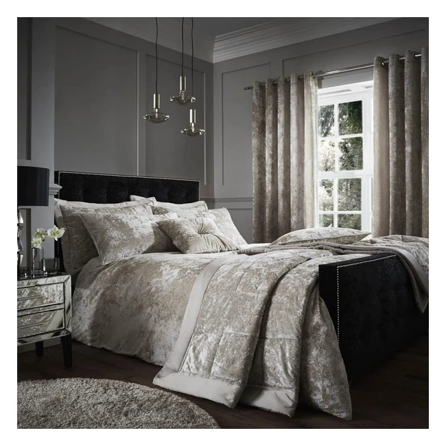 Catherine Lansfield Crushed Velvet Super King Duvet Set - Natural | Luxurious & Glamorous